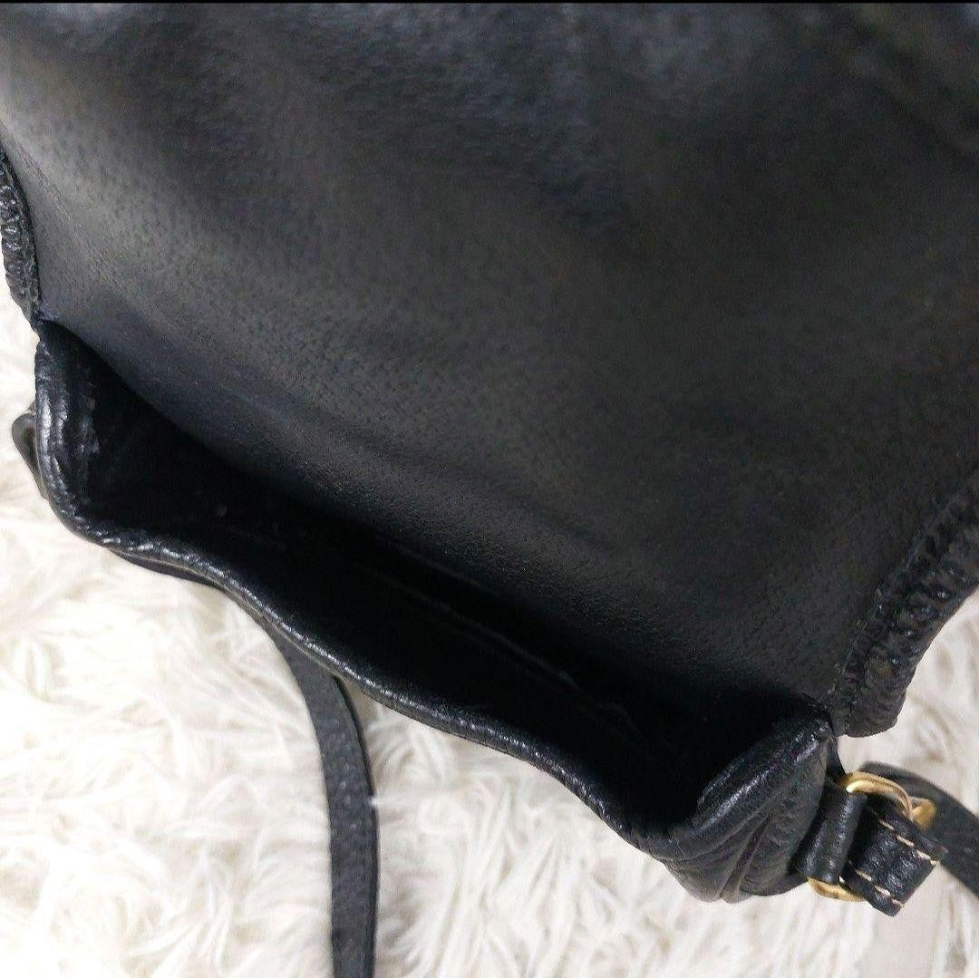 Longchamp Shoulder Bag Purse Leather Black Authentic