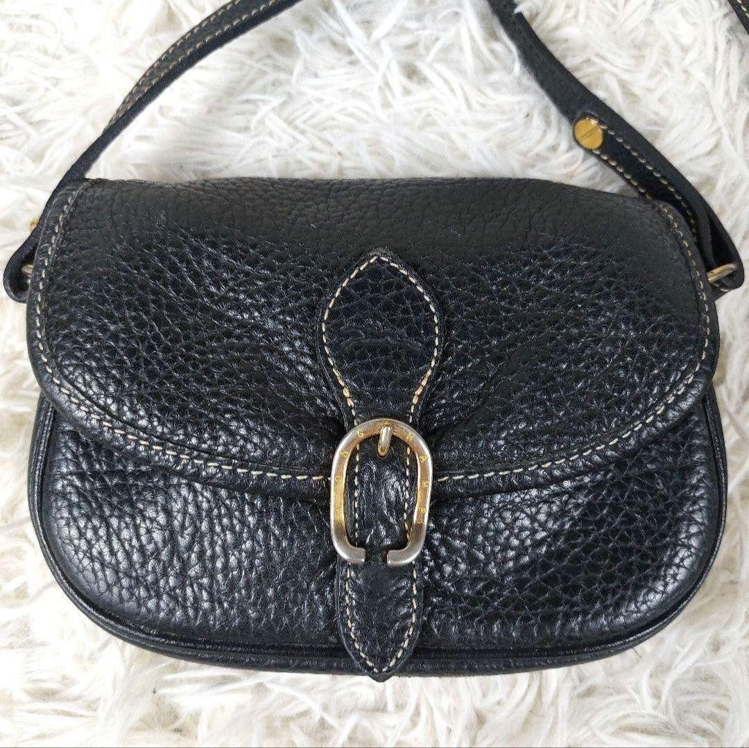 Longchamp Shoulder Bag Purse Leather Black Authentic