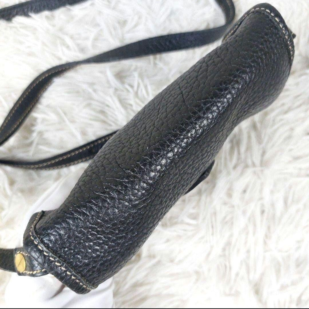 Longchamp Shoulder Bag Purse Leather Black Authentic