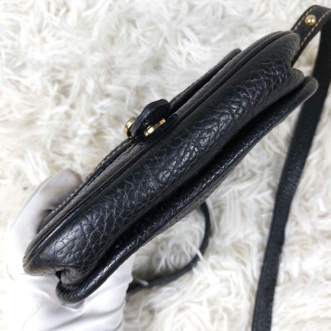 Longchamp Shoulder Bag Purse Leather Black Authentic