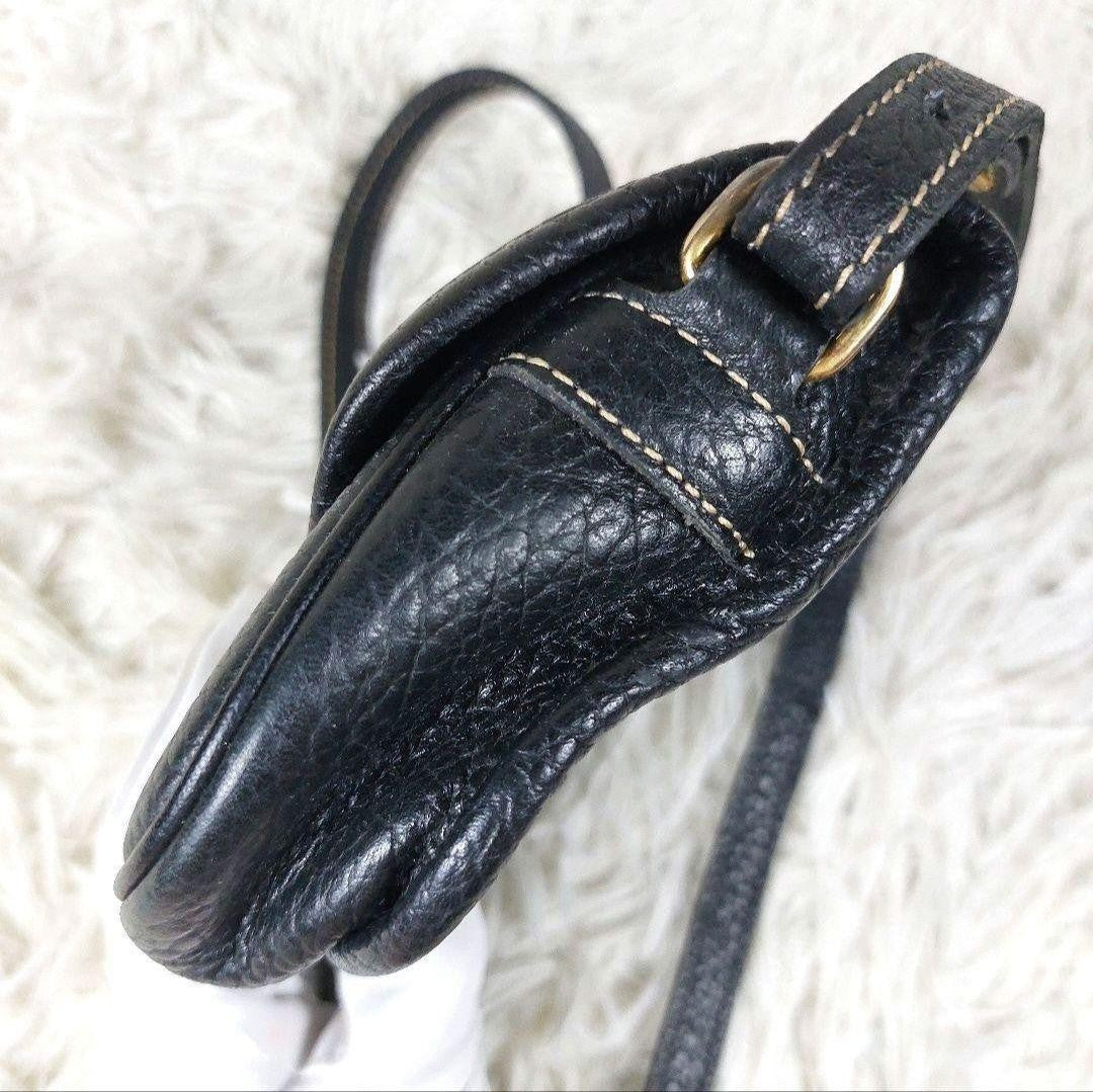 Longchamp Shoulder Bag Purse Leather Black Authentic