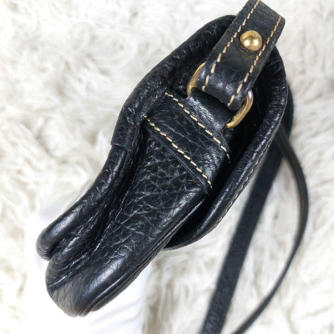 Longchamp Shoulder Bag Purse Leather Black Authentic