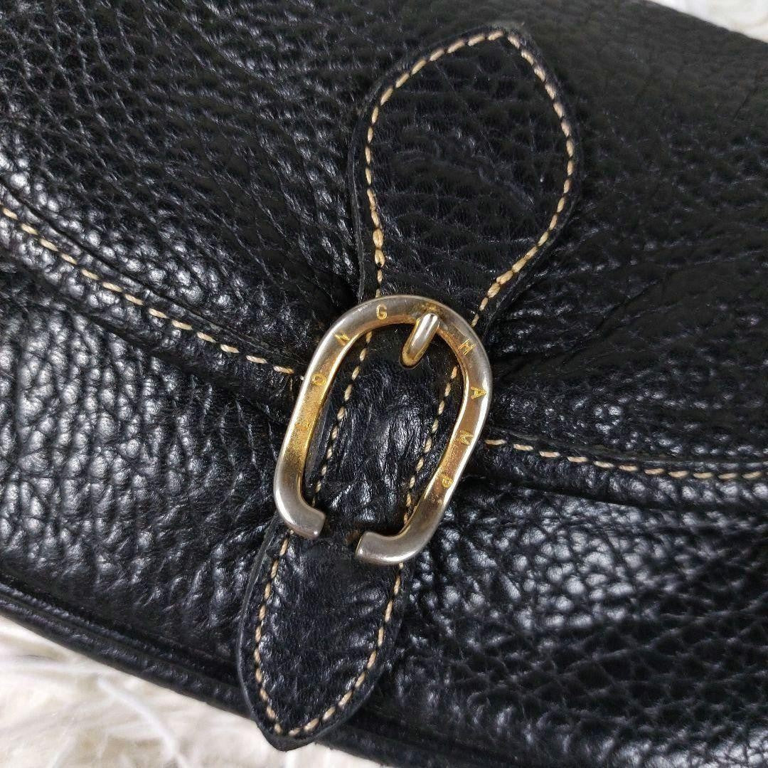 Longchamp Shoulder Bag Purse Leather Black Authentic