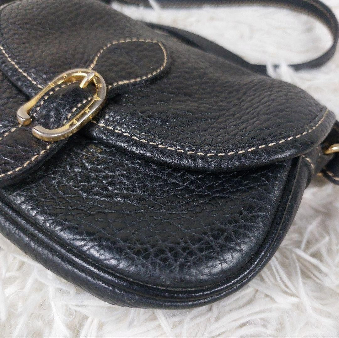 Longchamp Shoulder Bag Purse Leather Black Authentic