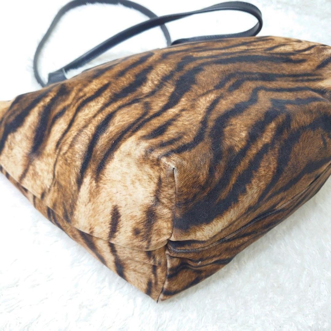 Longchamp Hand Bag Tote Purse Le Pliage Leather Leopard Authentic