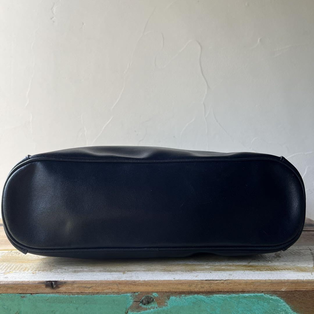 Longchamp Shoulder Bag Purse Leather Navy Authentic