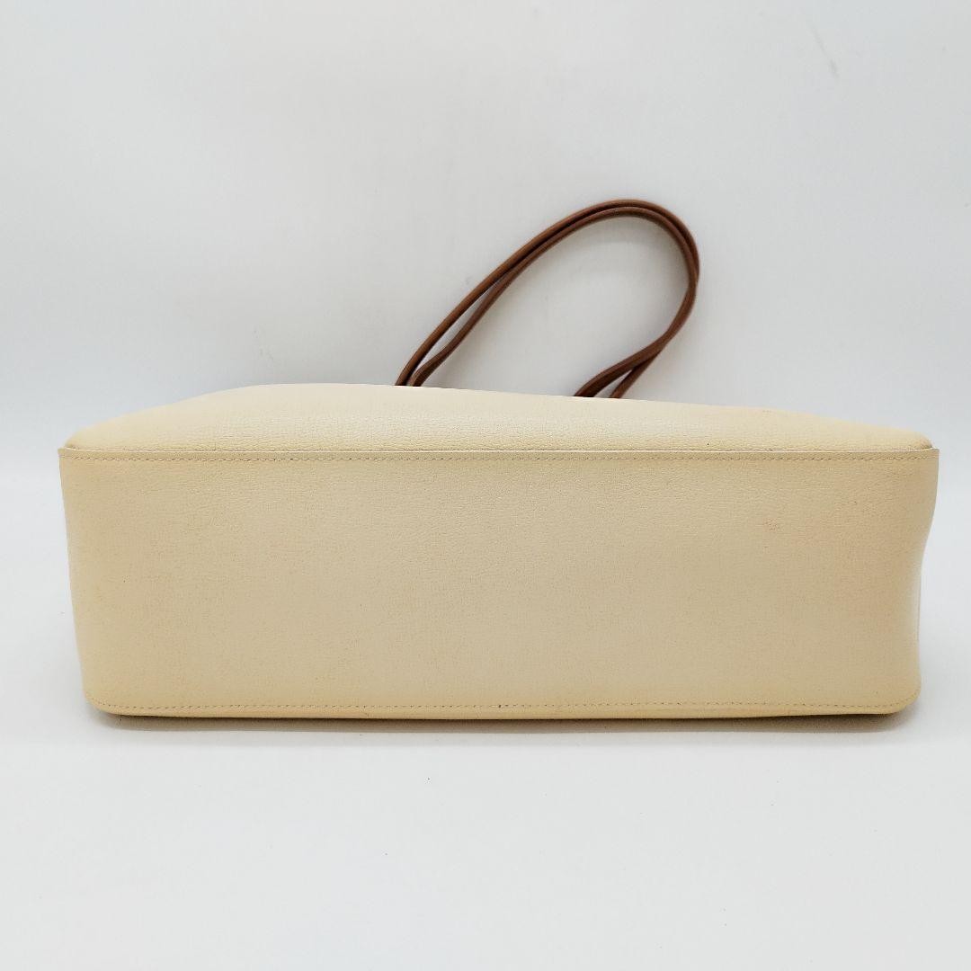 Longchamp Hand Bag Tote Purse Leather Brown Beige Authentic