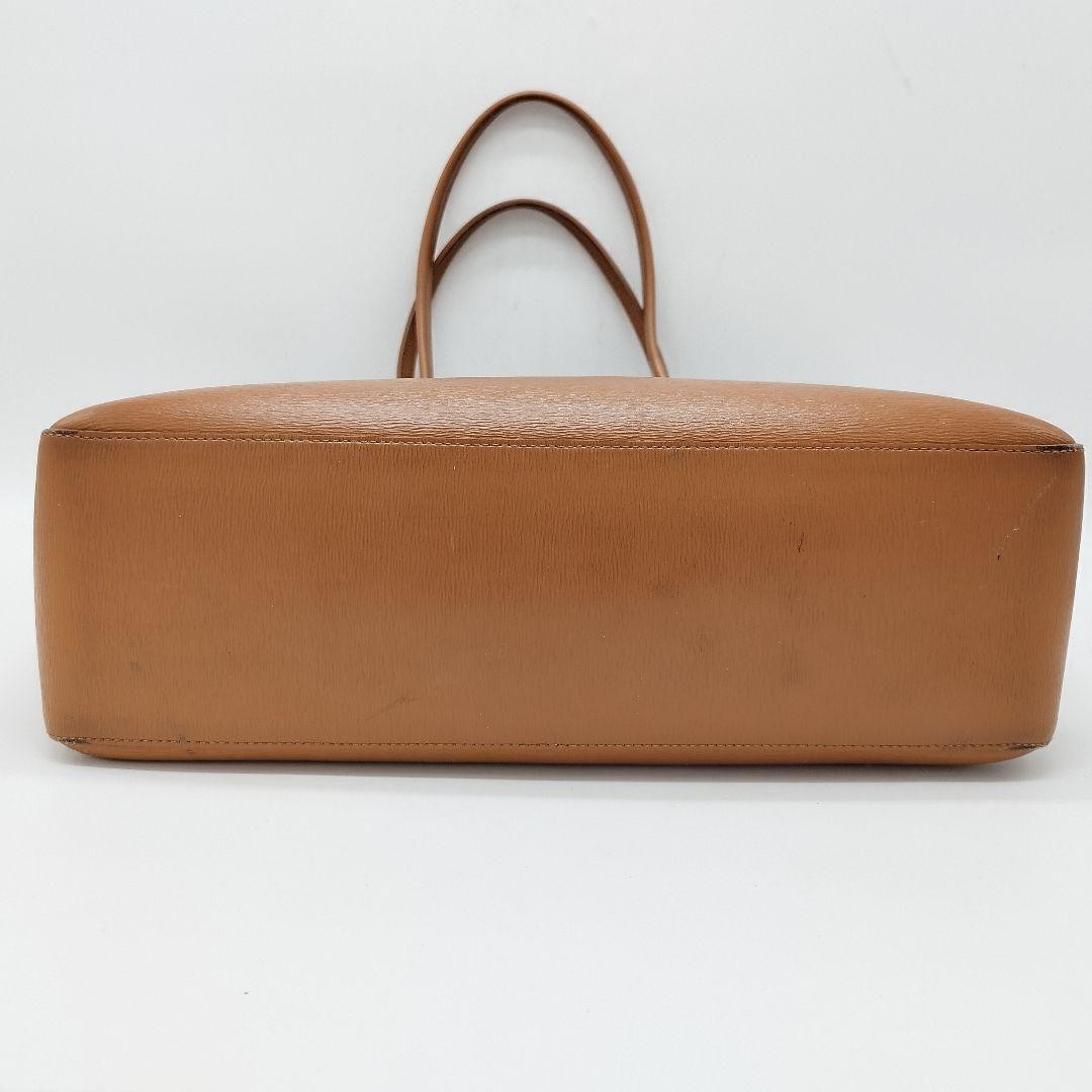 Longchamp Hand Bag Tote Purse Leather Brown Beige Authentic