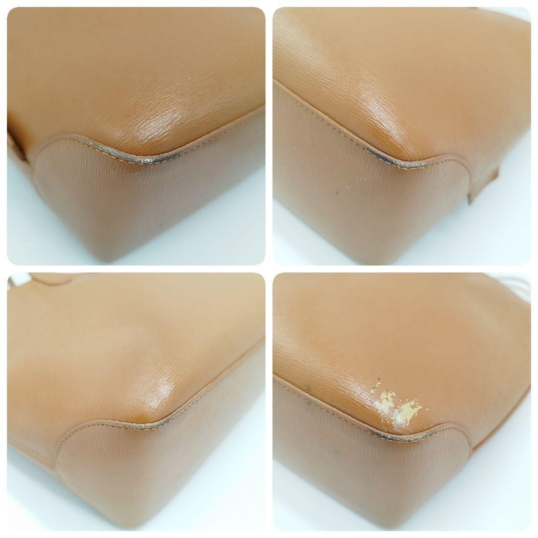 Longchamp Hand Bag Tote Purse Leather Brown Beige Authentic