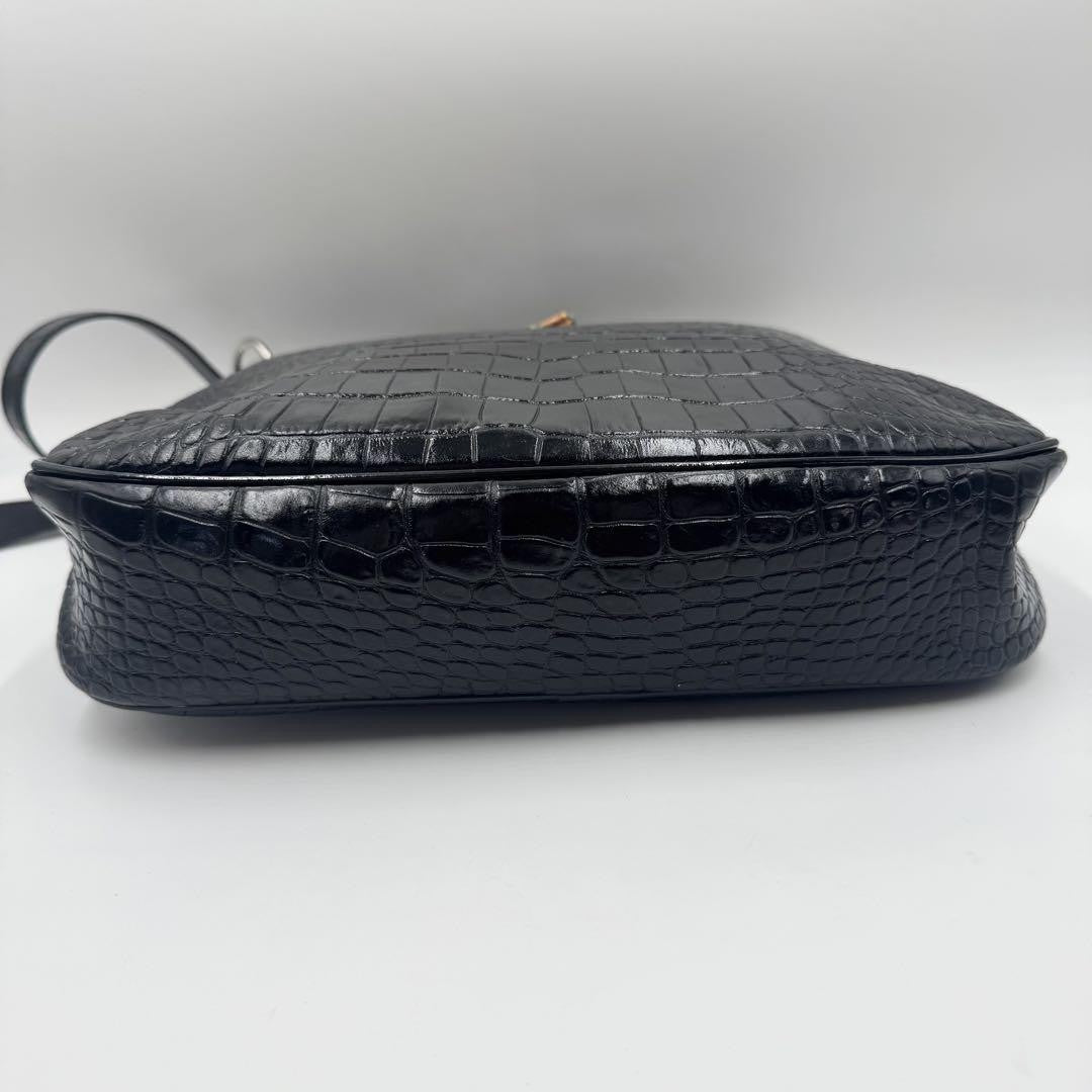 Longchamp Shoulder Bag Purse Leather Black Authentic