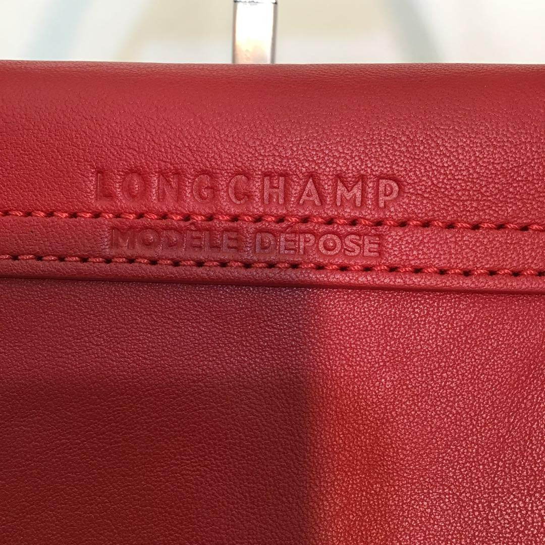 Longchamp Shoulder Bag Purse 2way Le Pliage Leather Red Authentic