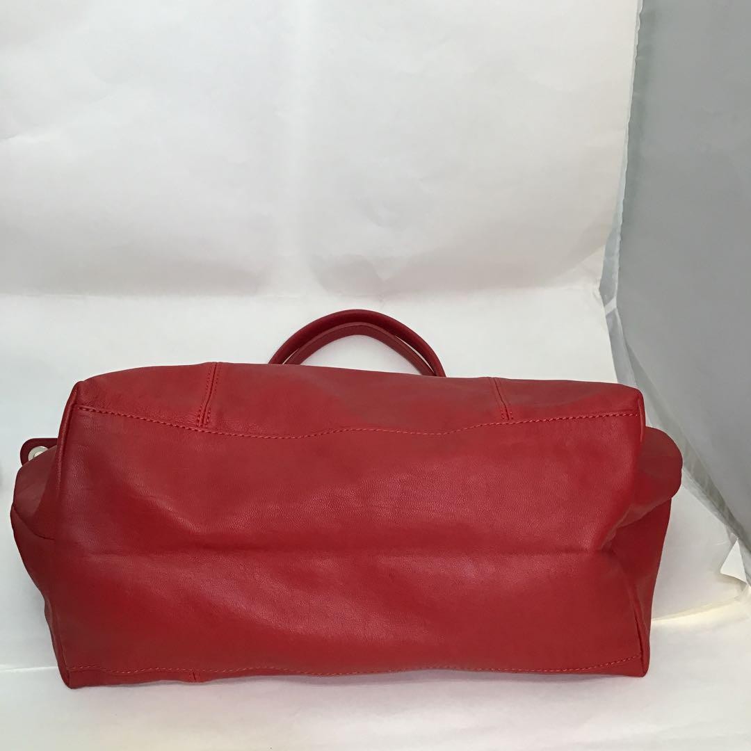 Longchamp Shoulder Bag Purse 2way Le Pliage Leather Red Authentic