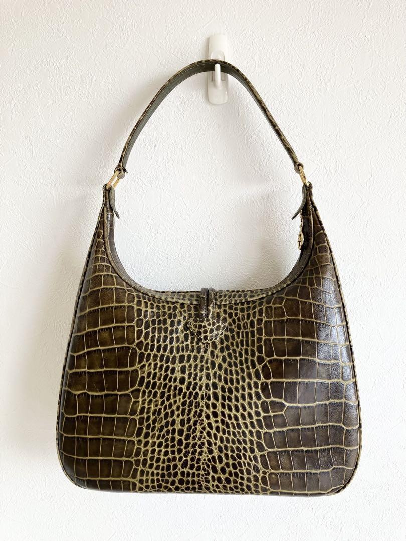 Longchamp Hand Bag Tote Purse Green Authentic