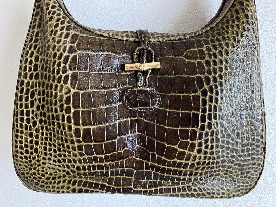 Longchamp Hand Bag Tote Purse Green Authentic