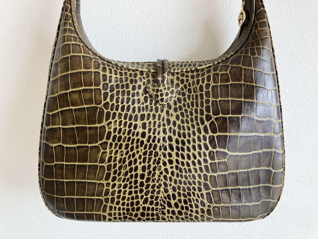 Longchamp Hand Bag Tote Purse Green Authentic
