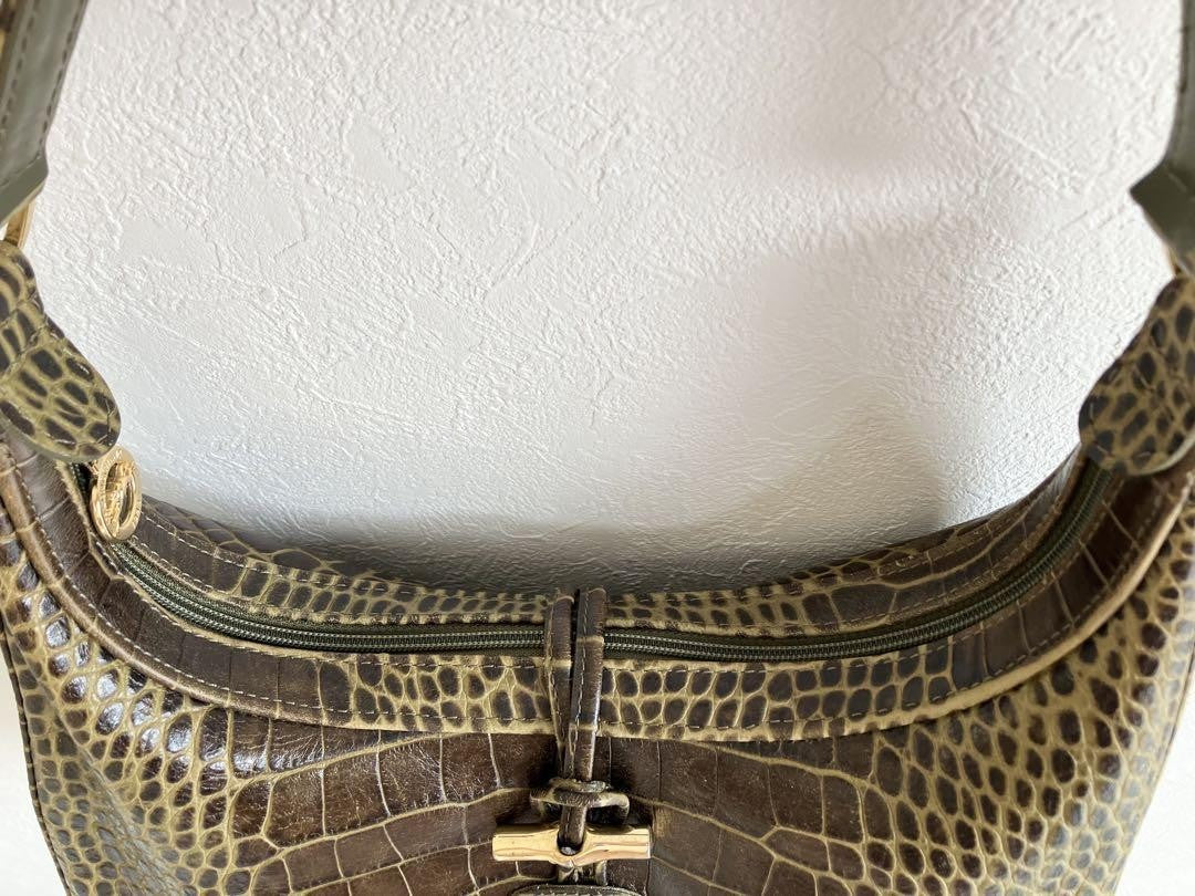 Longchamp Hand Bag Tote Purse Green Authentic