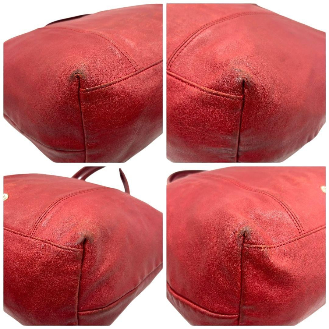 Longchamp Hand Bag Tote Purse Le Pliage Leather Red Authentic