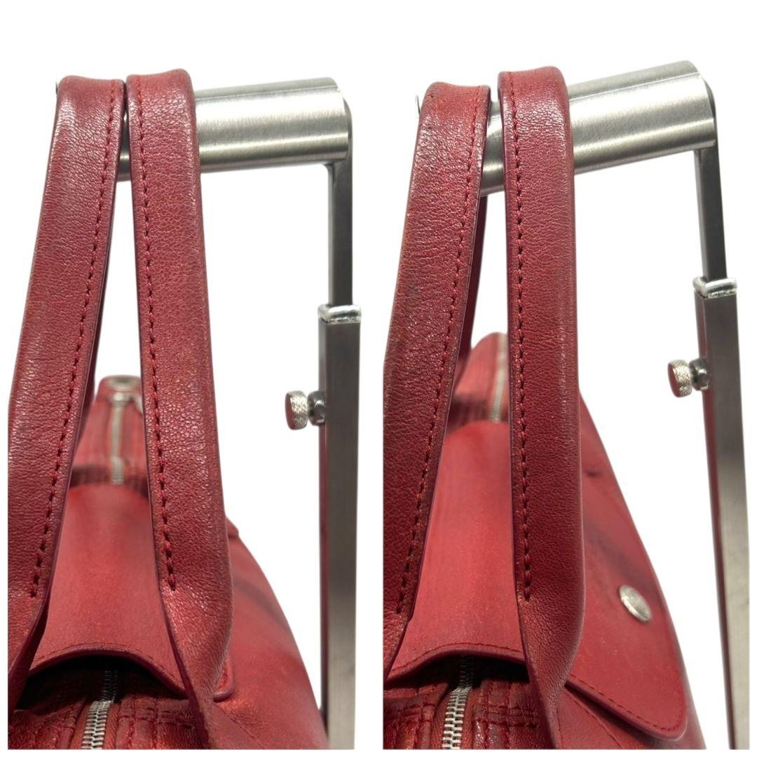 Longchamp Hand Bag Tote Purse Le Pliage Leather Red Authentic