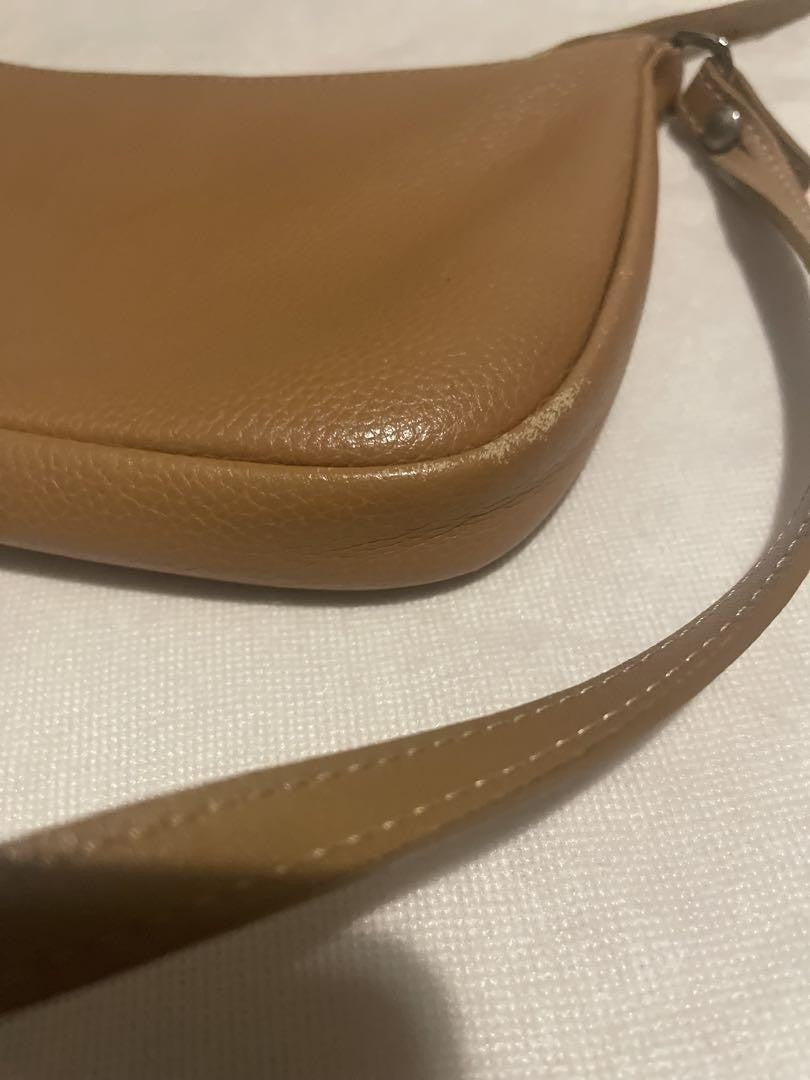 Longchamp Shoulder Bag Purse Beige Authentic