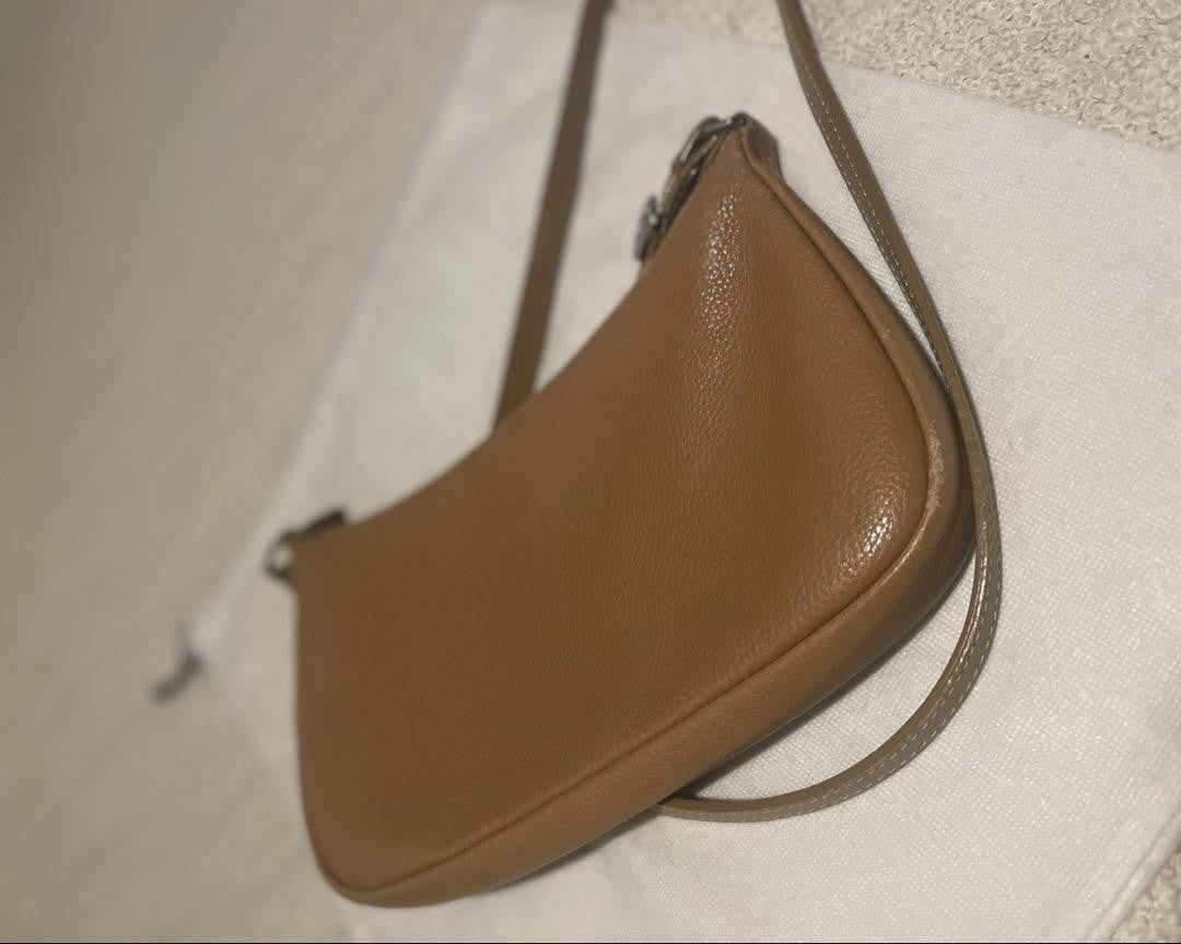 Longchamp Shoulder Bag Purse Beige Authentic