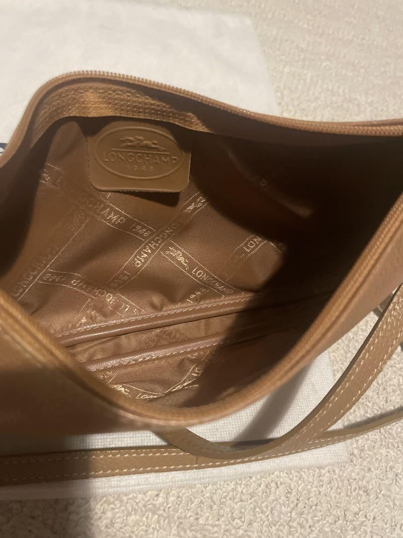Longchamp Shoulder Bag Purse Beige Authentic