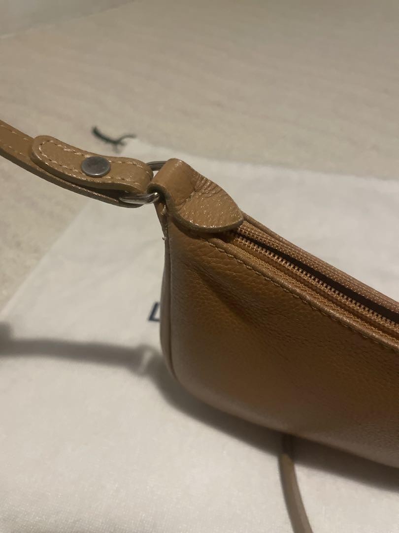 Longchamp Shoulder Bag Purse Beige Authentic