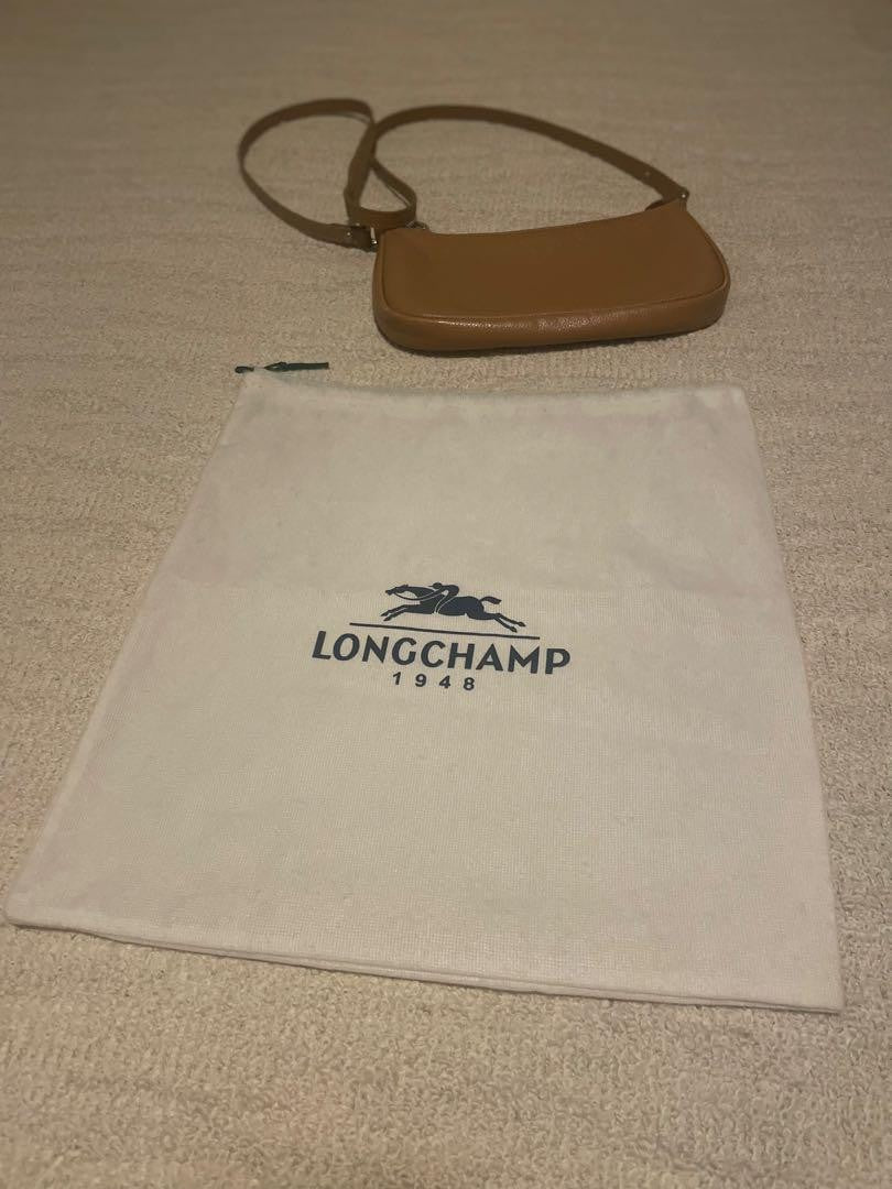 Longchamp Shoulder Bag Purse Beige Authentic
