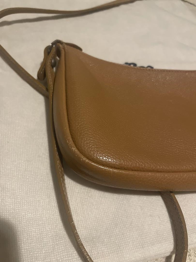 Longchamp Shoulder Bag Purse Beige Authentic
