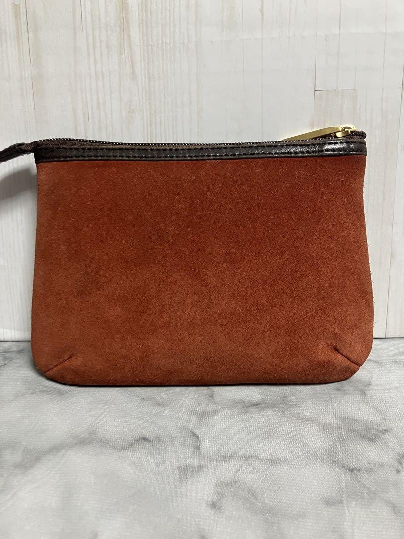 LOEWE Accessory Pouch Hand Pouch Anagram Suede Brown Authentic