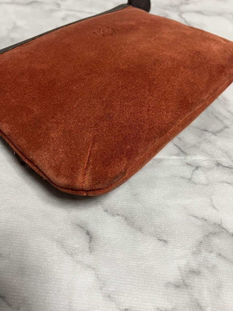 LOEWE Accessory Pouch Hand Pouch Anagram Suede Brown Authentic