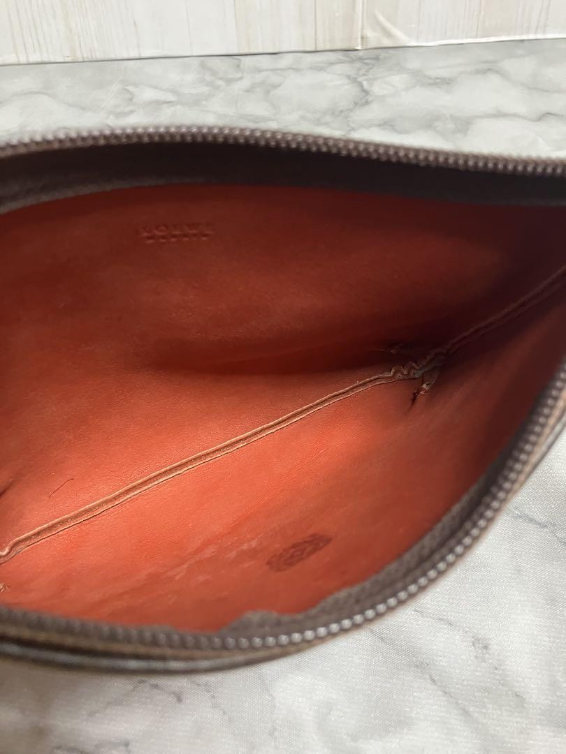 LOEWE Accessory Pouch Hand Pouch Anagram Suede Brown Authentic