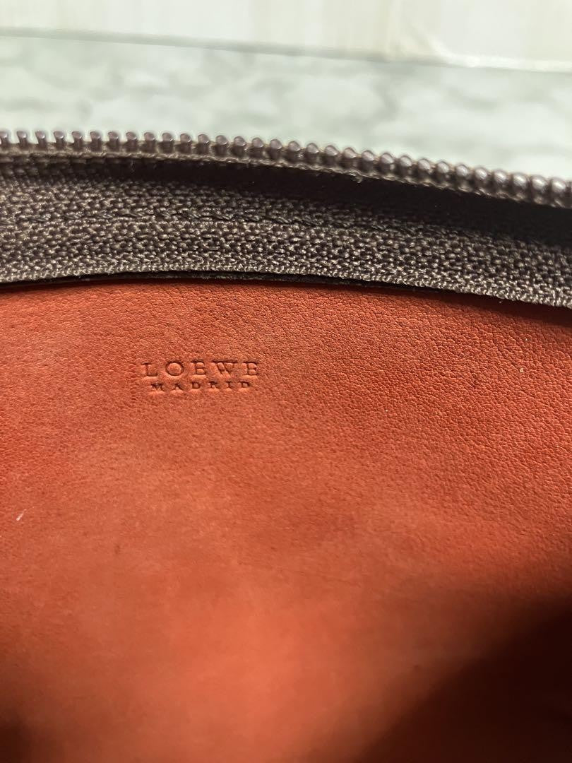 LOEWE Accessory Pouch Hand Pouch Anagram Suede Brown Authentic