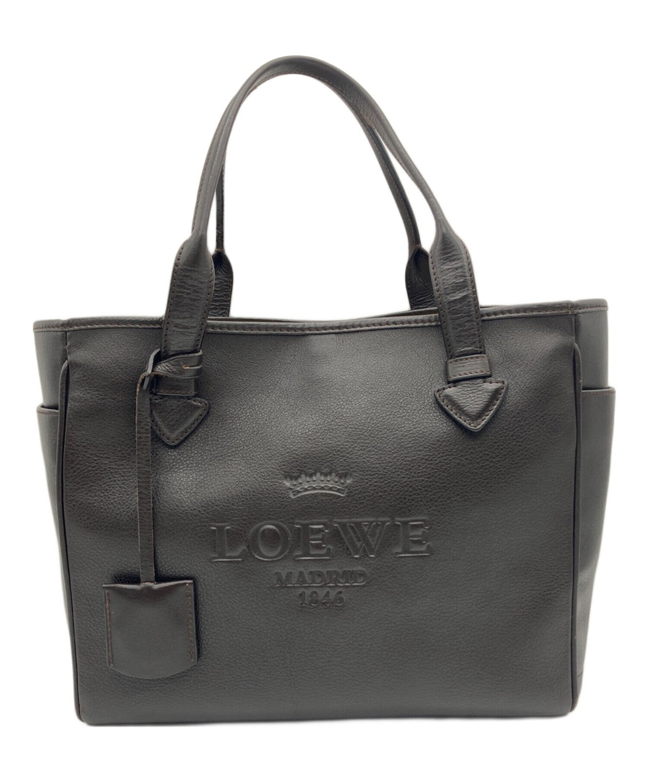 LOEWE Hand Bag Tote Purse Dark Brown Authentic