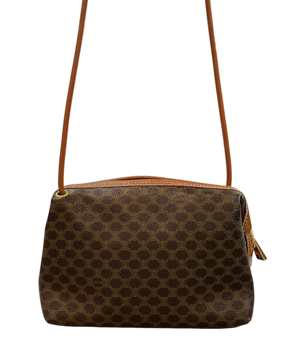 CELINE Shoulder Bag Purse Macadam Brown Authentic