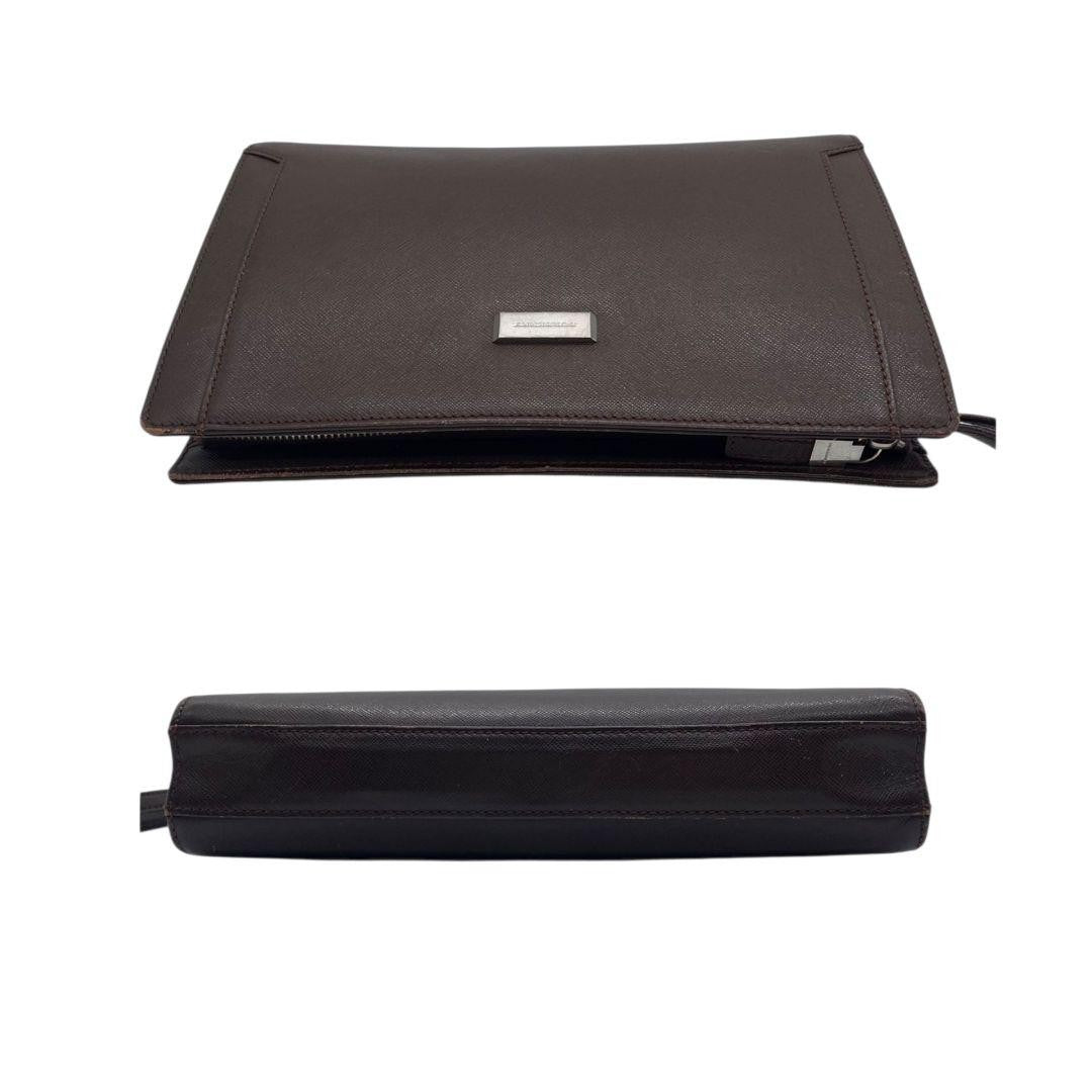 BURBERRY Clutch Bag Second Bag Leather Brown Authentic