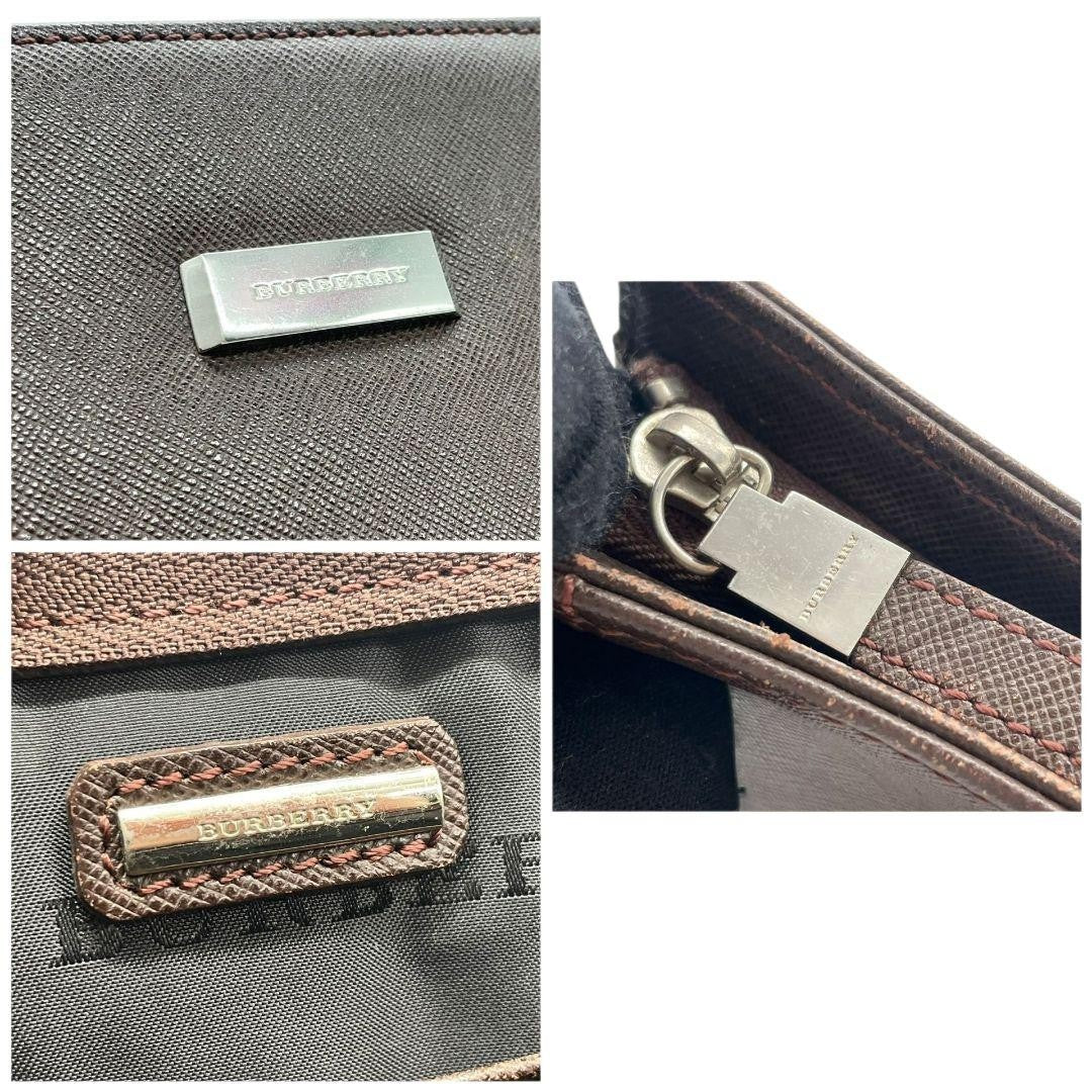 BURBERRY Clutch Bag Second Bag Leather Brown Authentic