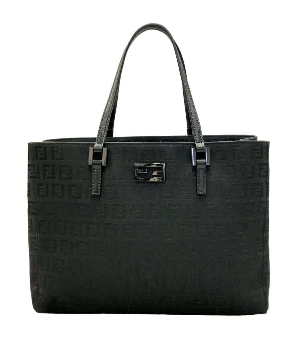 FENDI Hand Bag Tote Purse FF Zucchino Black Authentic