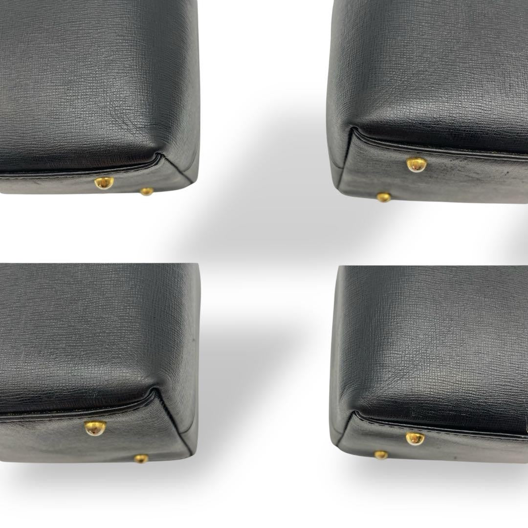 GIVENCHY Hand Bag Tote Purse Turn Lock Leather Black Authentic