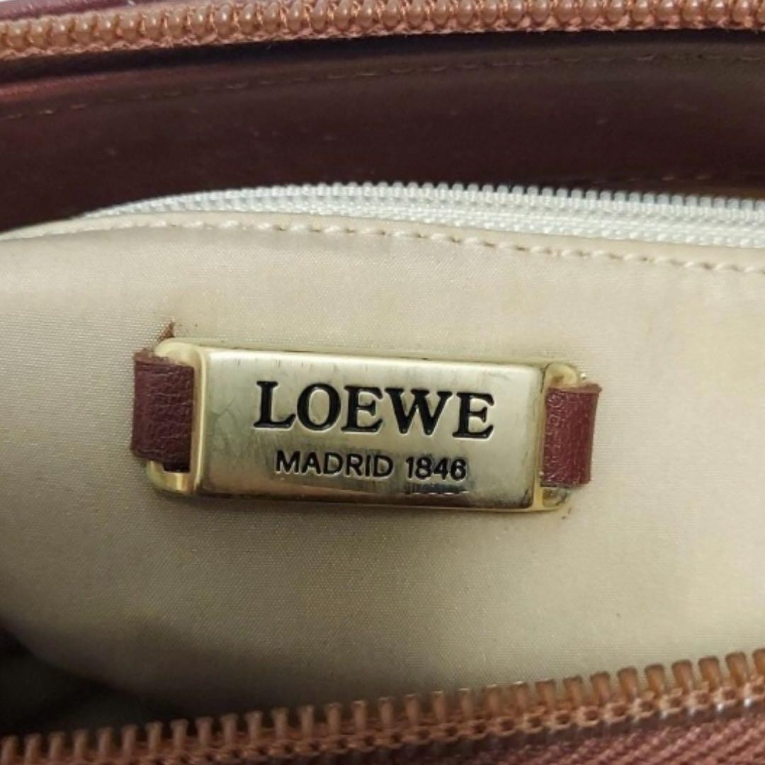 LOEWE Hand Bag Tote Purse 2way Anagram Beige Authentic
