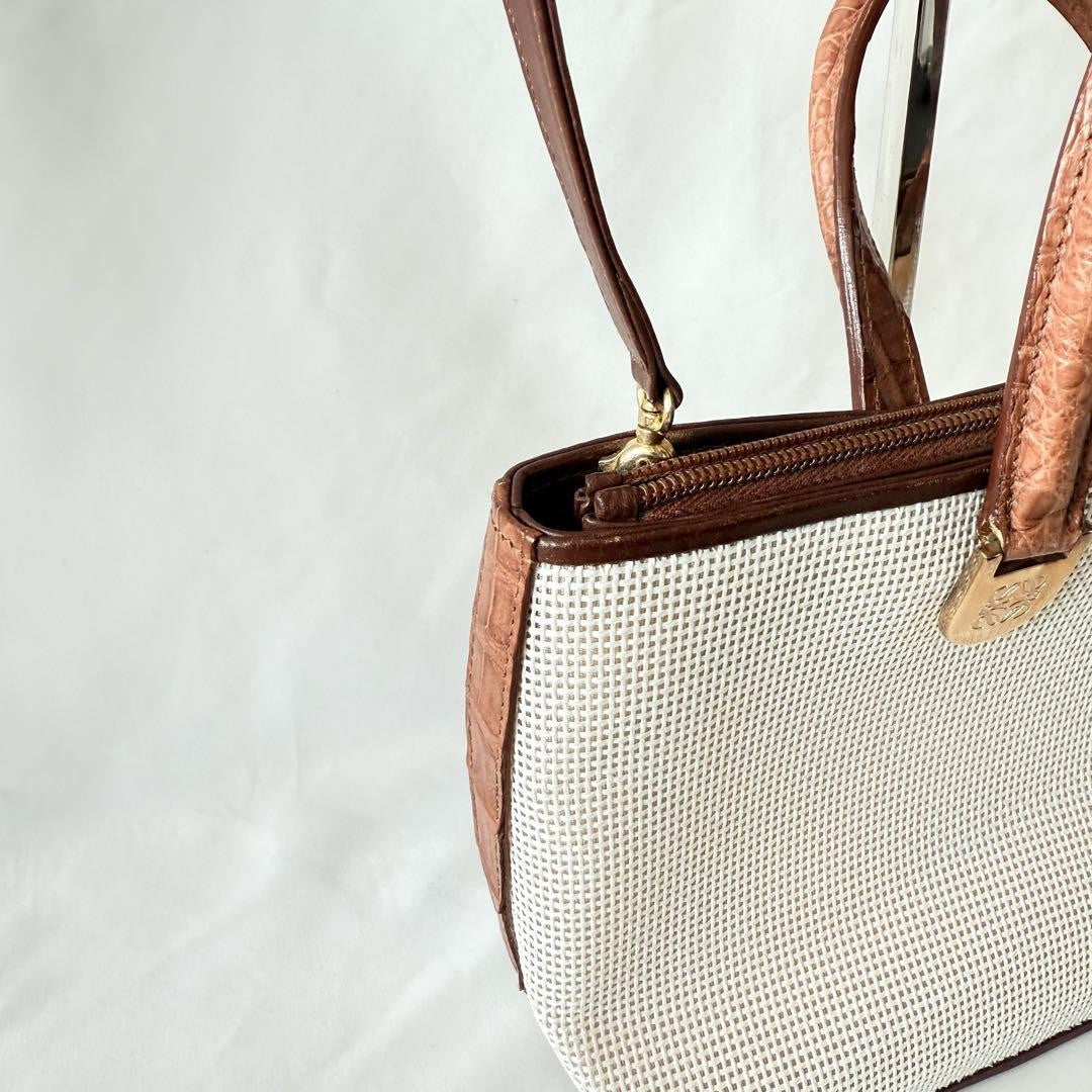 LOEWE Hand Bag Tote Purse 2way Anagram Beige Authentic