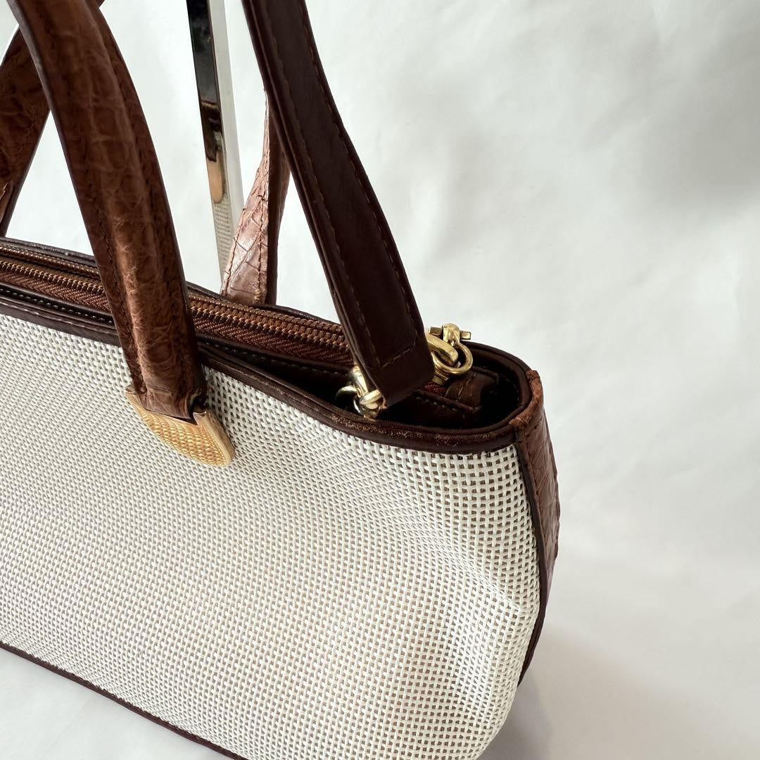 LOEWE Hand Bag Tote Purse 2way Anagram Beige Authentic