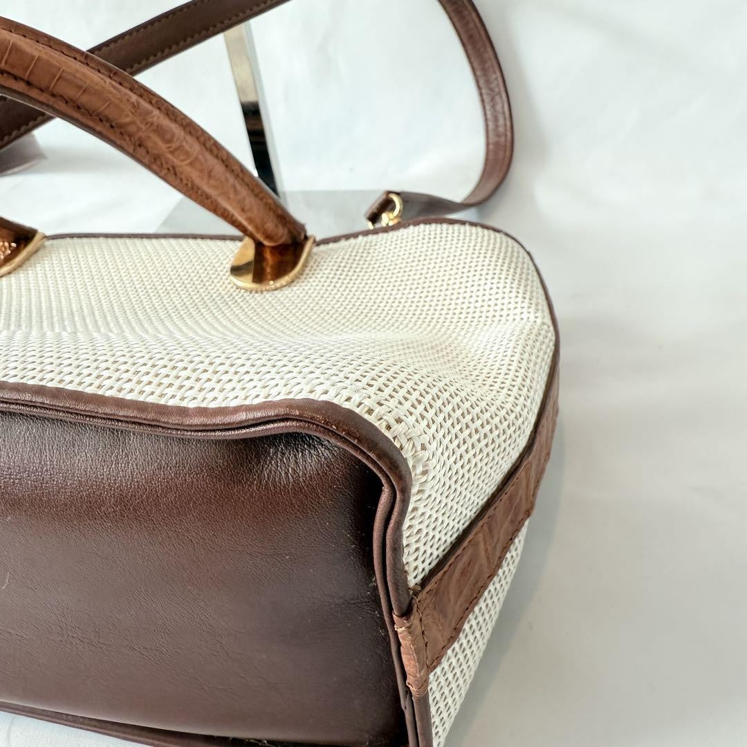 LOEWE Hand Bag Tote Purse 2way Anagram Beige Authentic