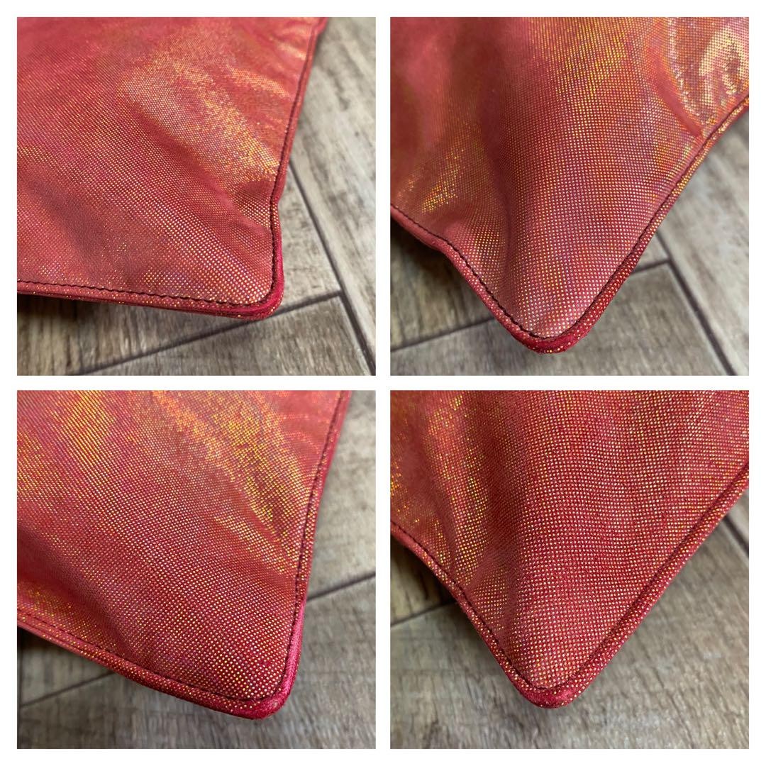 LOEWE Hand Bag Tote Purse Anagram Leather Canvas Red Orange Authentic