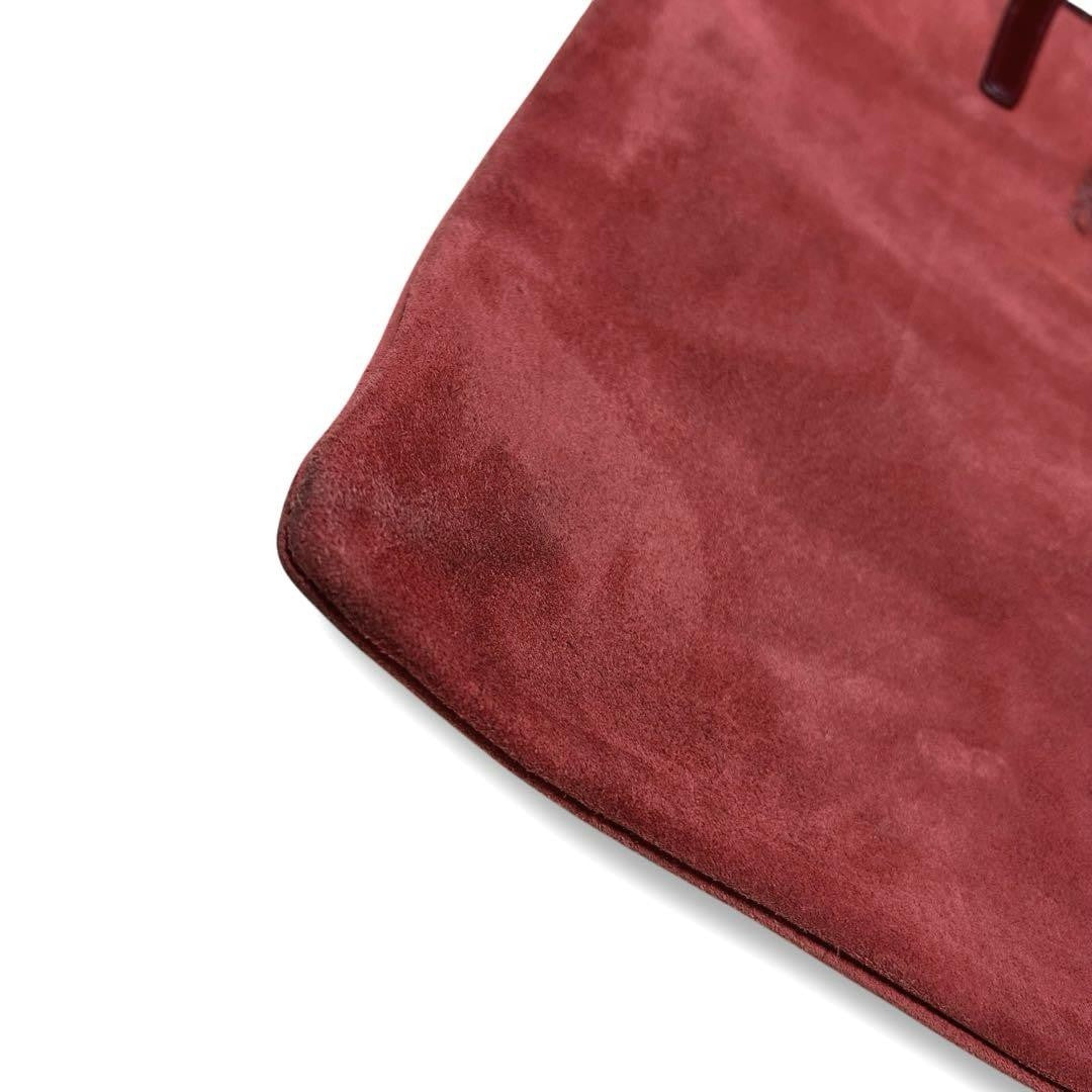 LOEWE Hand Bag Tote Purse Anagram Suede Red Authentic