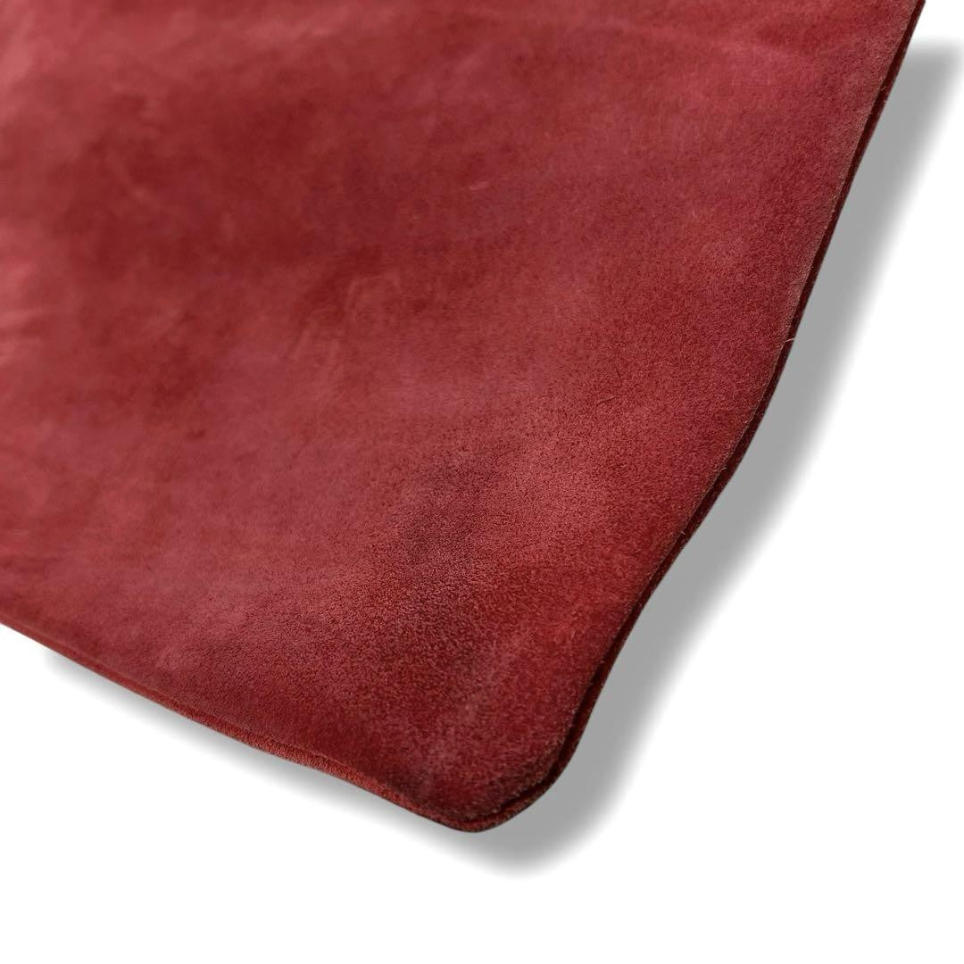 LOEWE Hand Bag Tote Purse Anagram Suede Red Authentic