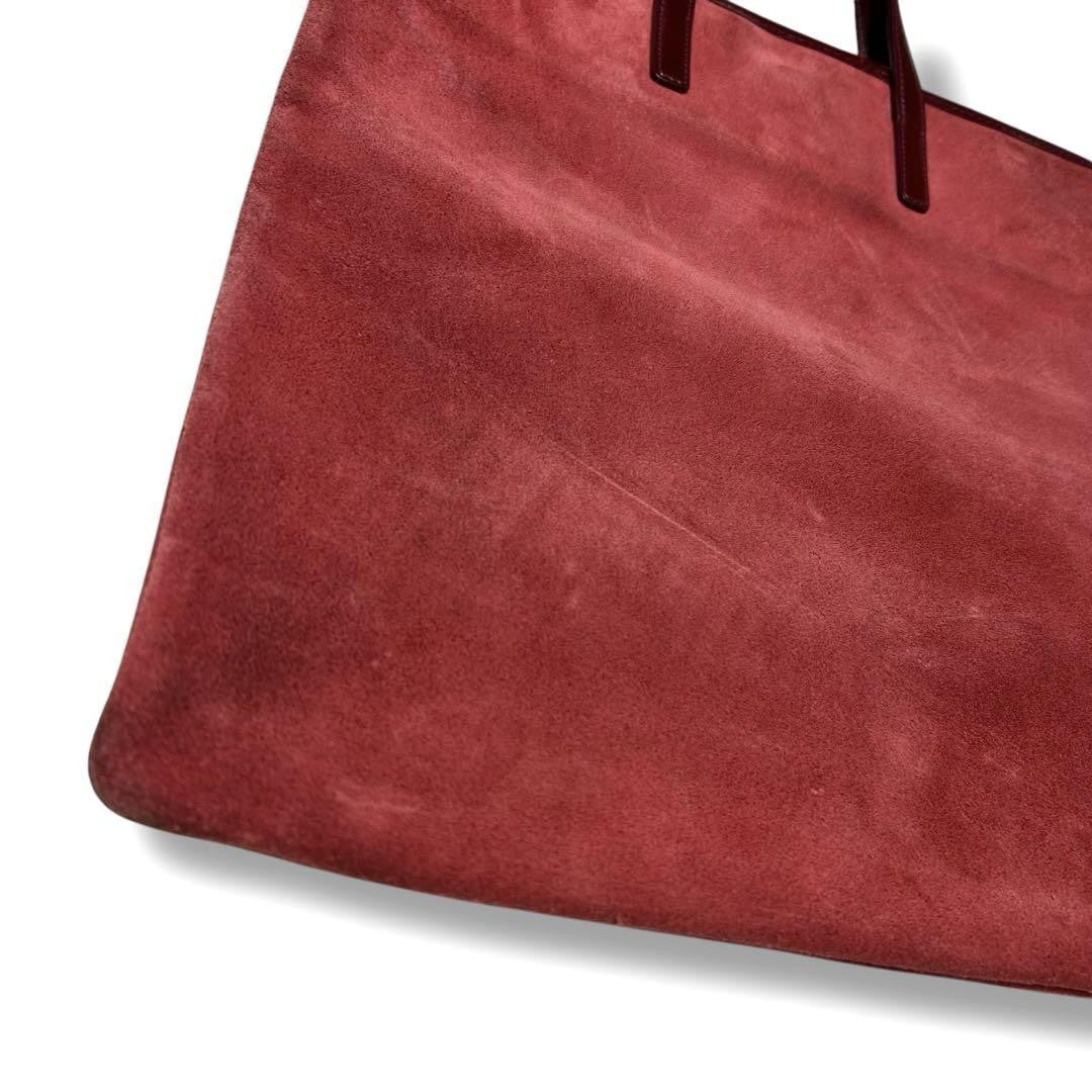 LOEWE Hand Bag Tote Purse Anagram Suede Red Authentic