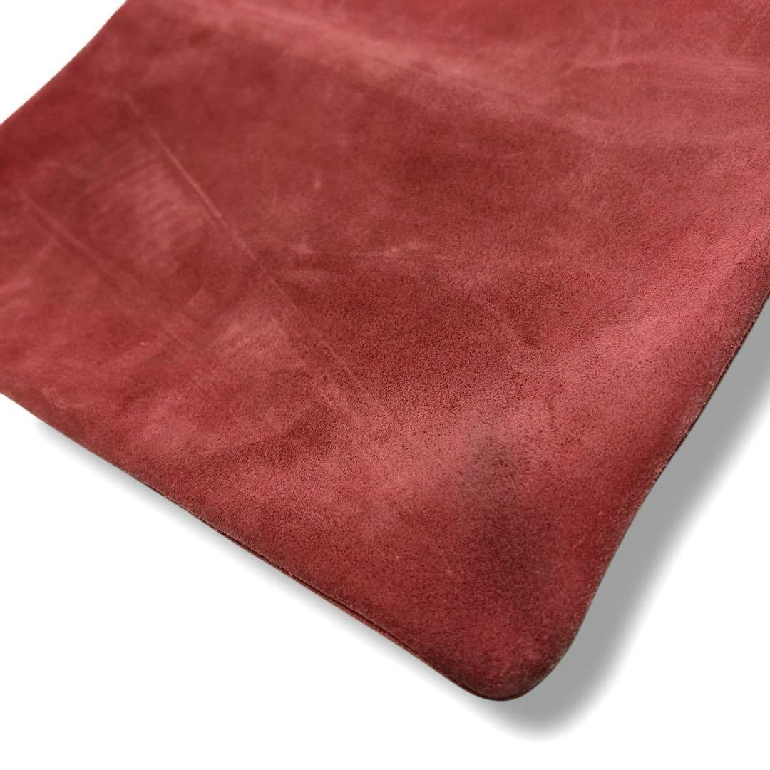 LOEWE Hand Bag Tote Purse Anagram Suede Red Authentic