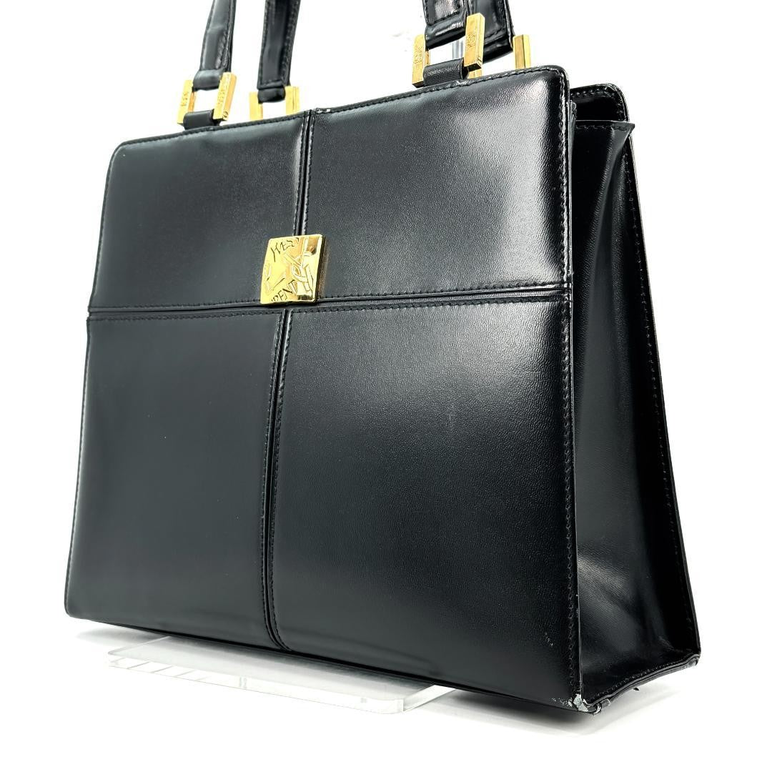Saint Laurent Hand Bag Tote Purse YSL Leather Black Authentic