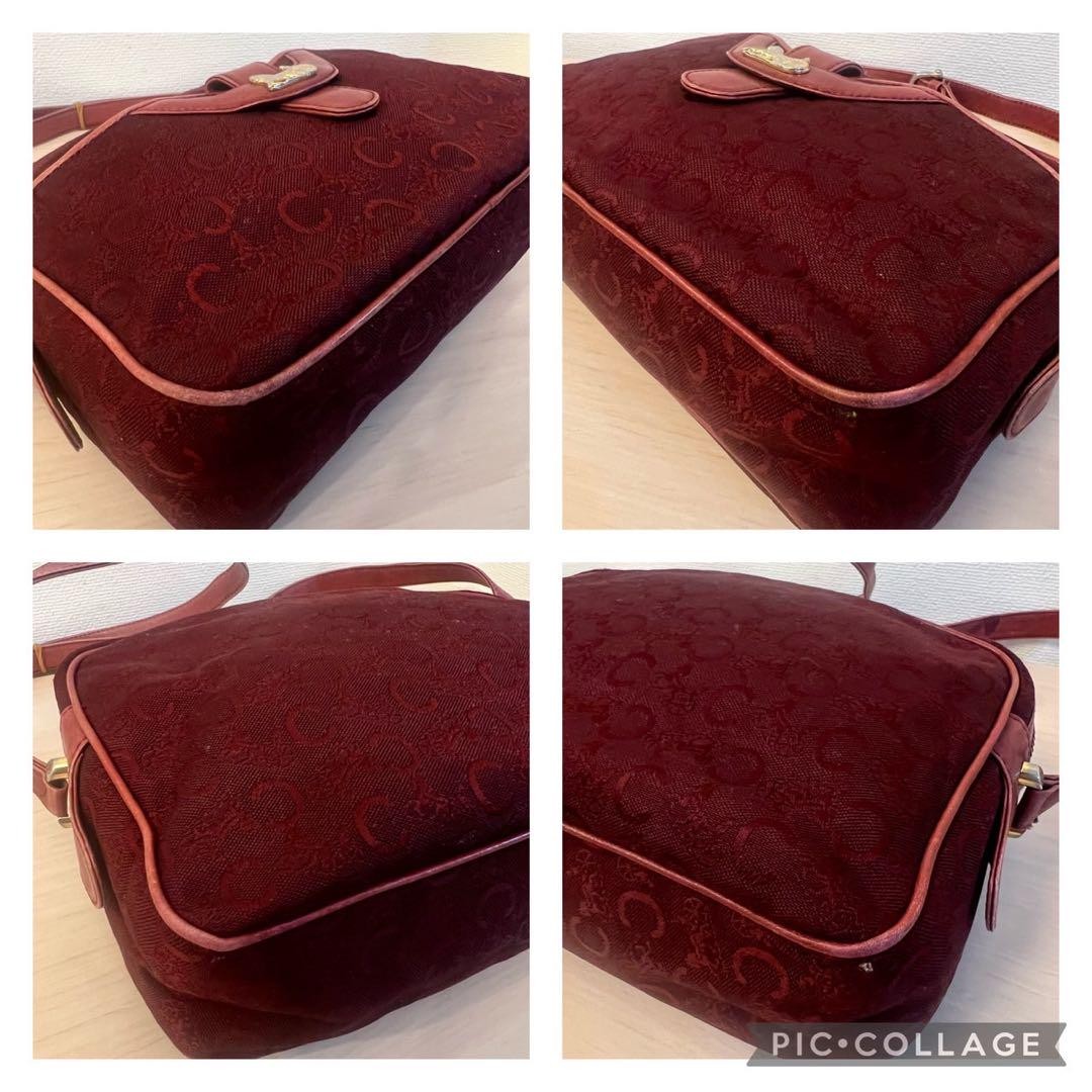 CELINE shoulder bag Purse Horse carriage C Logo Bordeaux Women's Used Authentic