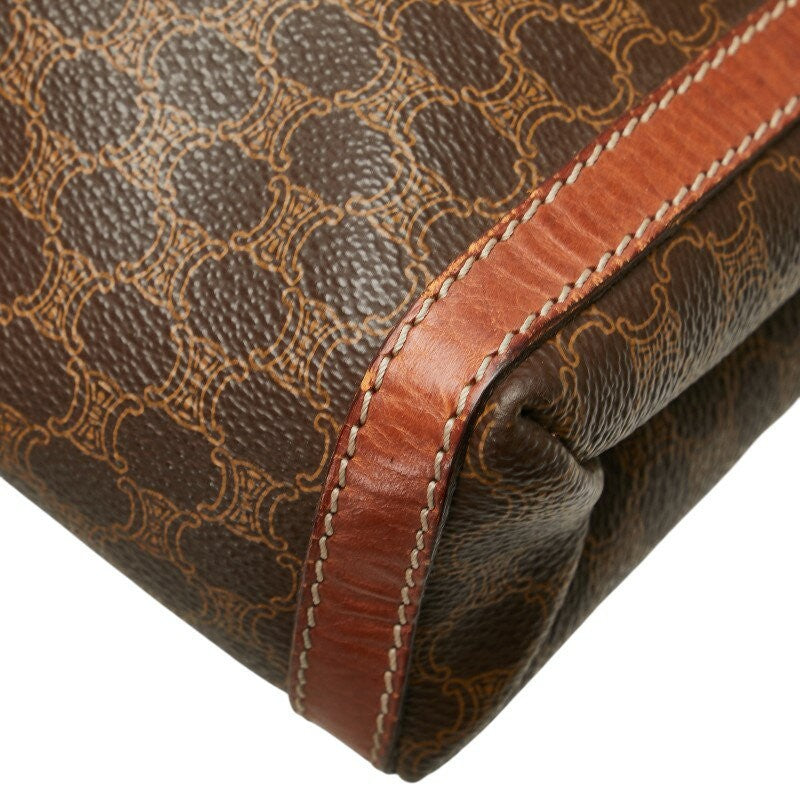 CELINE handbag Purse Macadam Brown clutch bag PVC Leather Women's Used Authentic